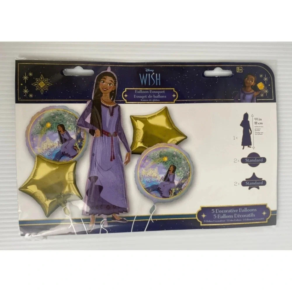 Disney Wish Balloon Bouquet Set Asha 5 Pc Star Girl Party Decor